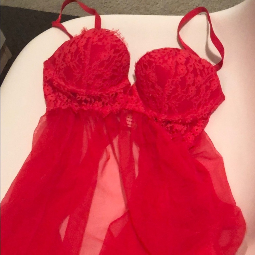 Red Victoria’s secret bra baby doll dress lingerie